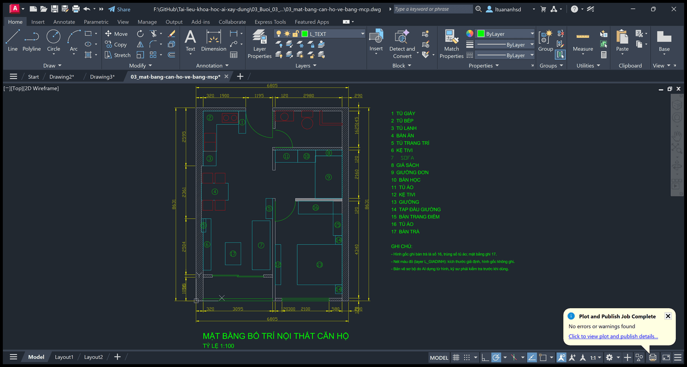 Bản vẽ ngay trong AutoCAD
